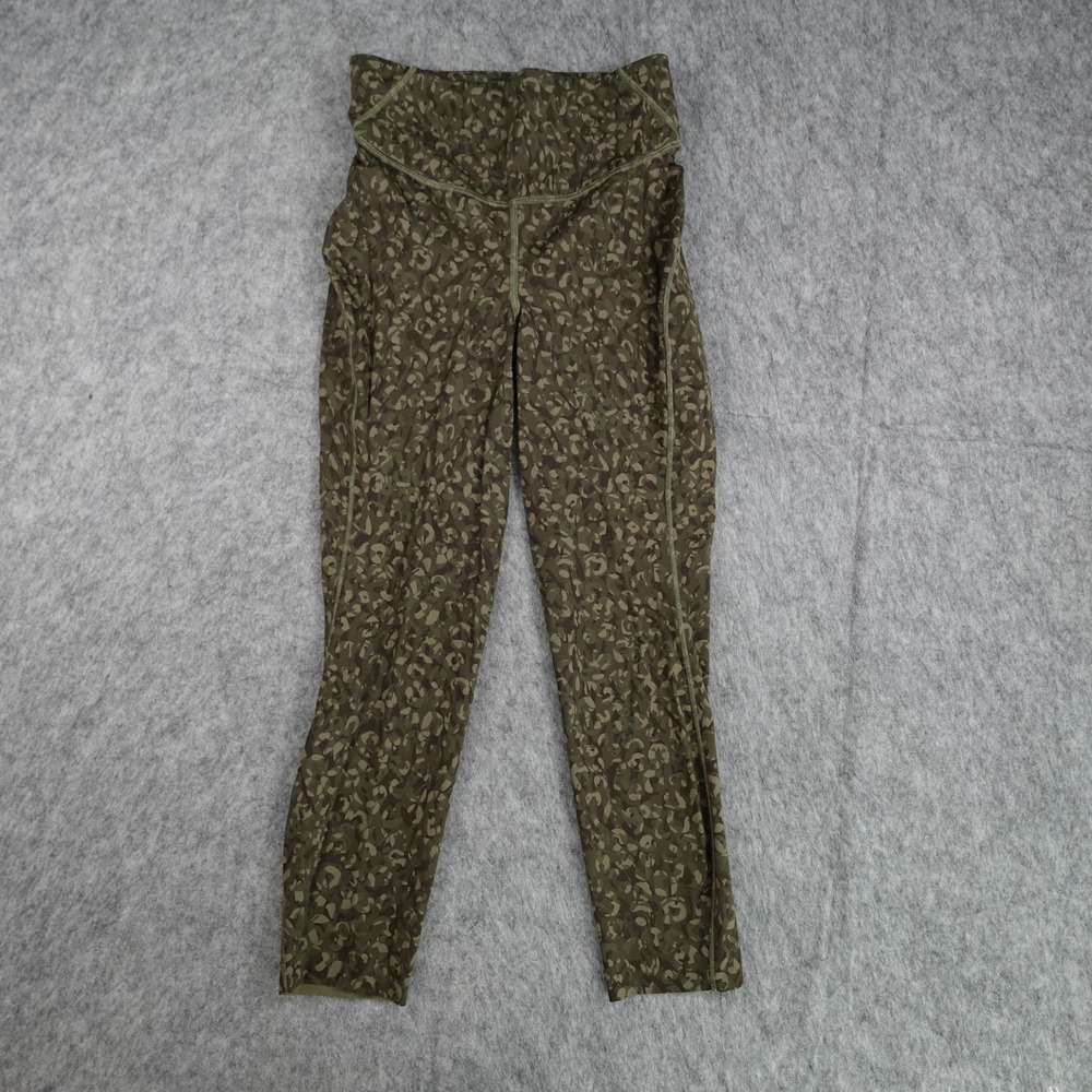 Lululemon Leggings Women 6 Green Camo High Rise Base Pace Crop 23" Yoga Run Gym